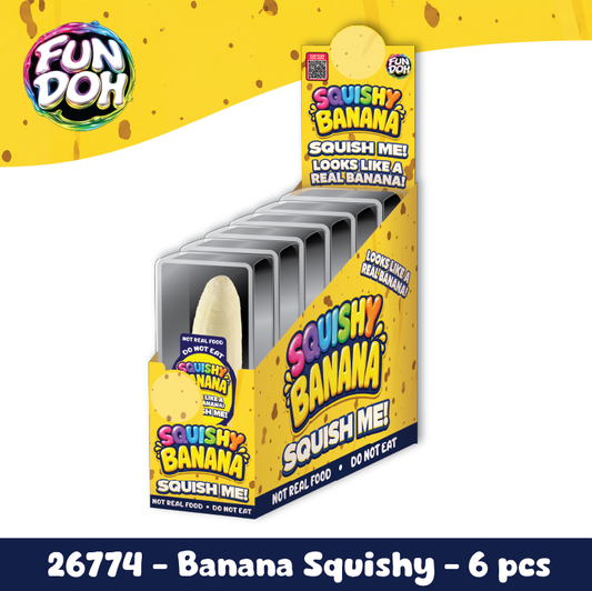 Fun Doh Squishy Banana Stress Relief Toy - 6/Display Novelty Brands