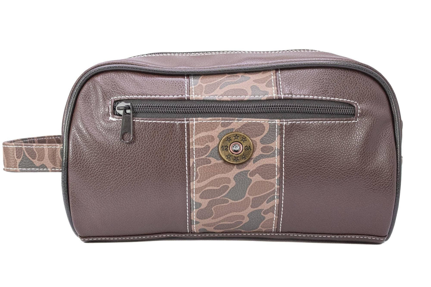 Shot Shell Brown Pebble Old School Camo Men's Toiletry Dopp Bag.
