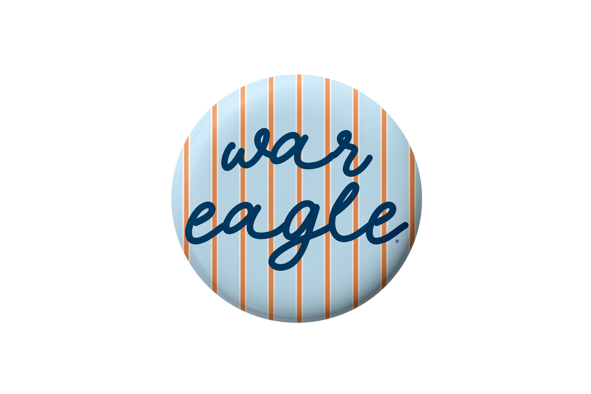 Auburn War Eagle Striped Button Cute As A Button