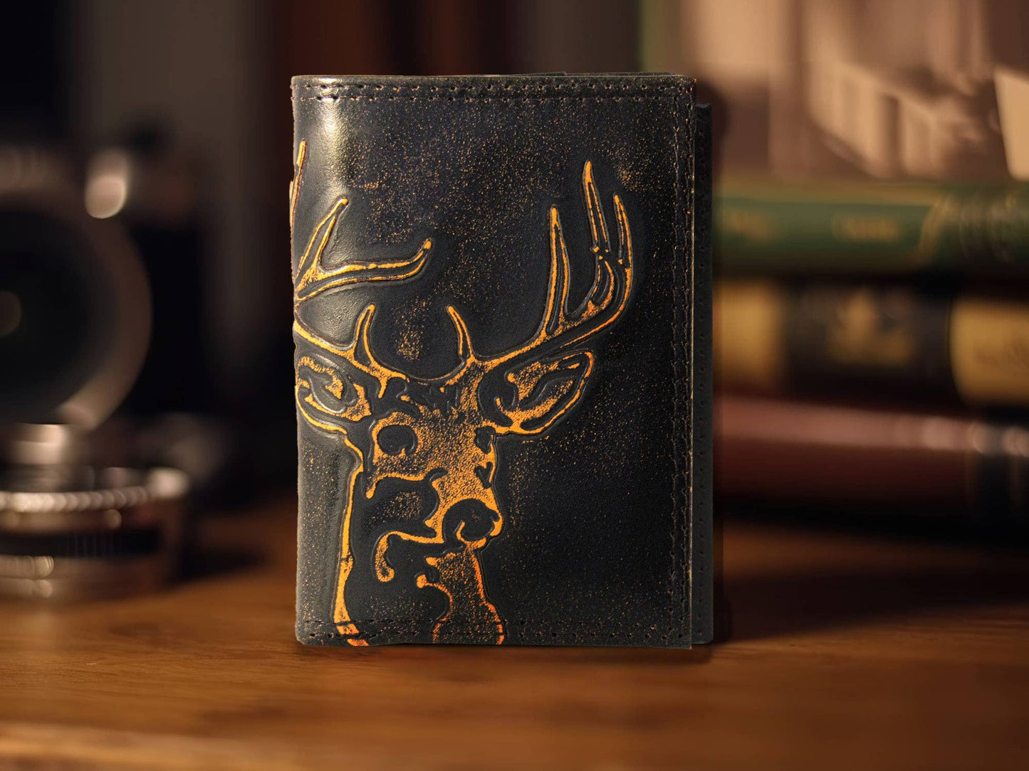 Buck Burnished Leather Trifold Wallet