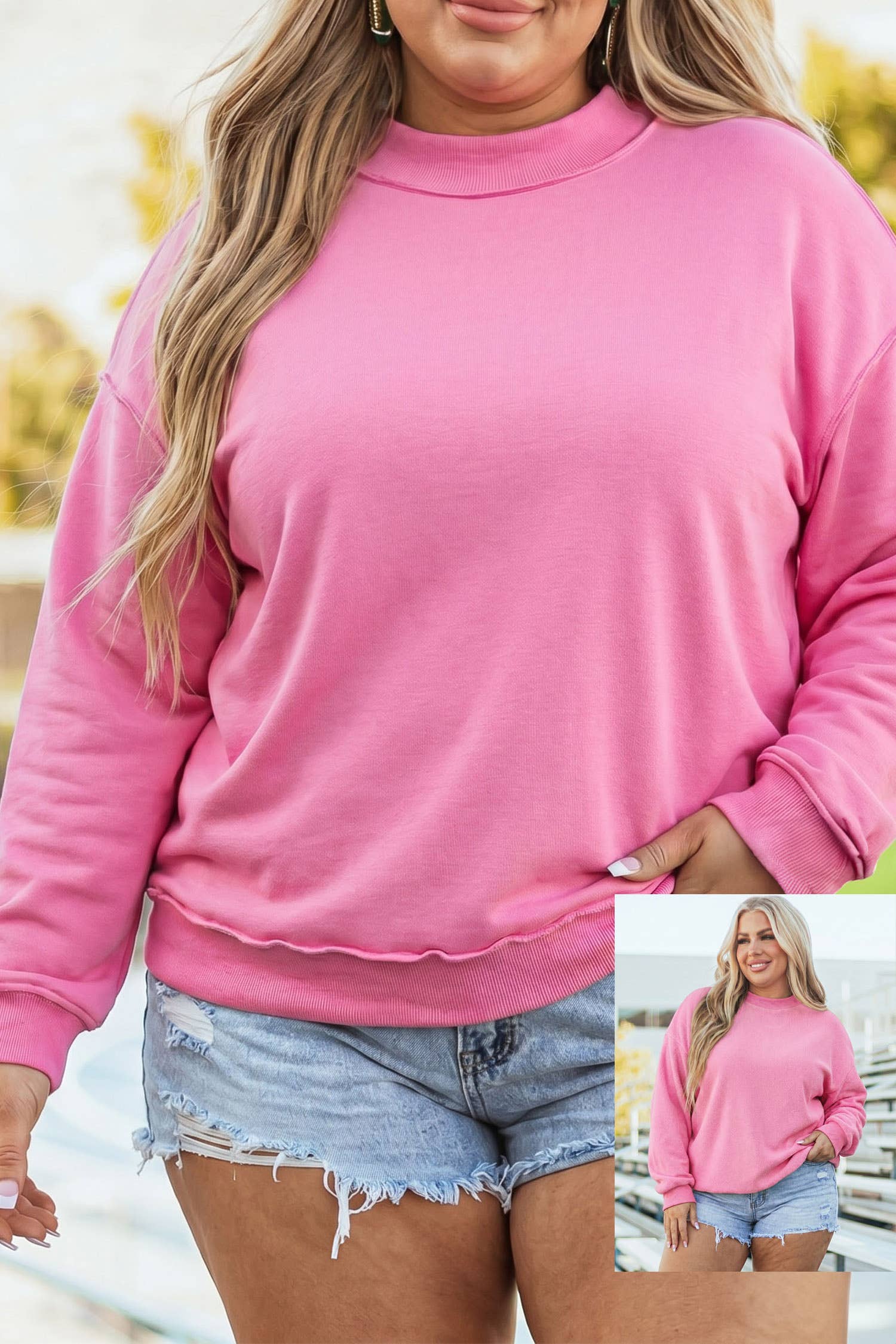 HOT Oversize Reversible Mock Neck Sweatshirt| S-4X Little Daisy Closet