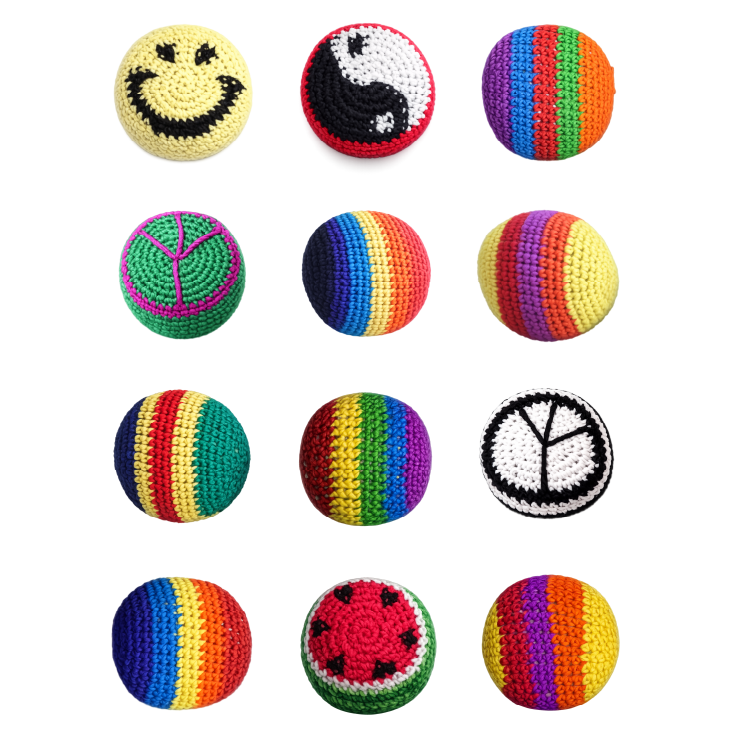 Extreme Retro Hand-Knitted Kick Pouch Footbag - 12/Display Novelty Brands