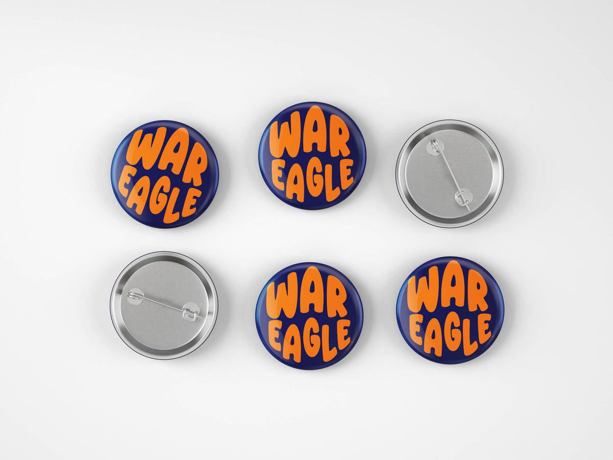 Auburn War Eagle Bubble Letter Button Cute As A Button