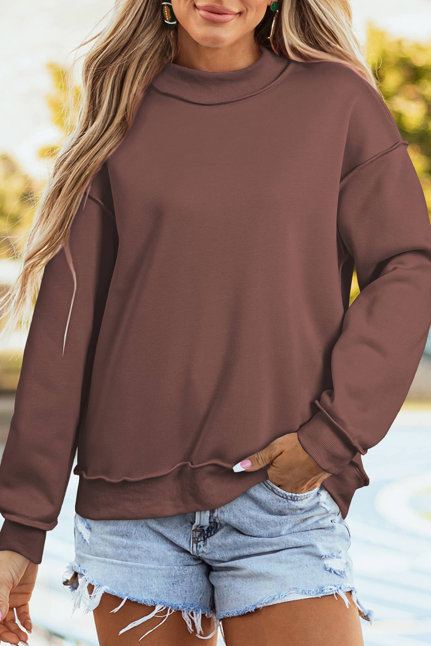 HOT Oversize Reversible Mock Neck Sweatshirt| S-4X Little Daisy Closet