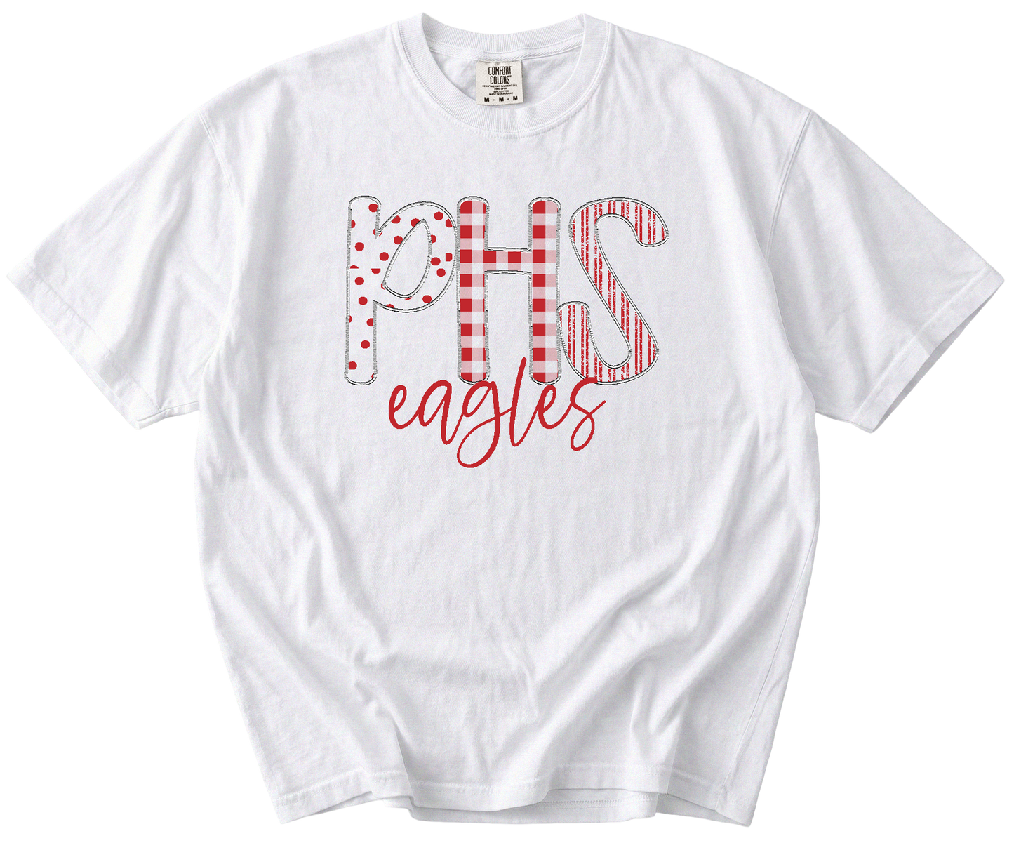 Pleasant Home Eagles PHS Comfort Colors Shirt | Patterned Letter Eagles T-Shirt Gallery 334