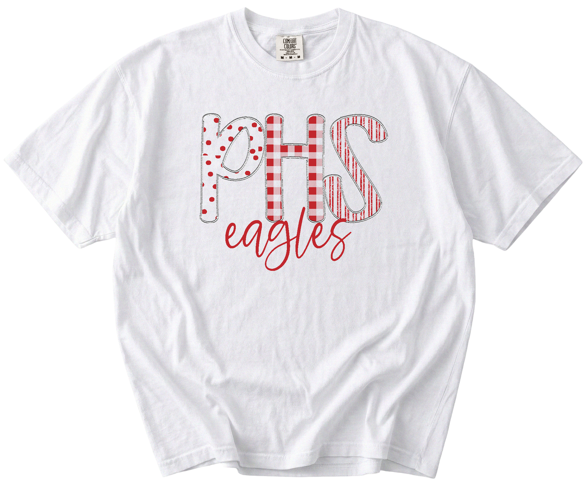 Pleasant Home Eagles PHS Comfort Colors Shirt | Patterned Letter Eagles T-Shirt Gallery 334