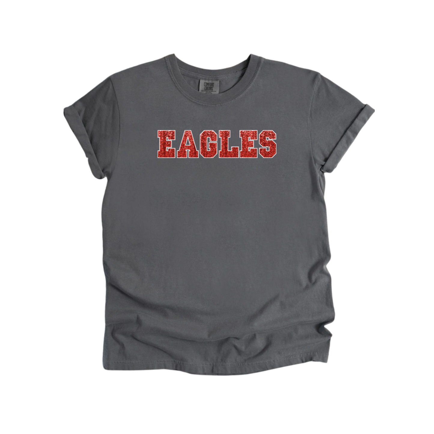 Glitter Varsity EAGLES Comfort Colors Tee (Adult and Youth Size)