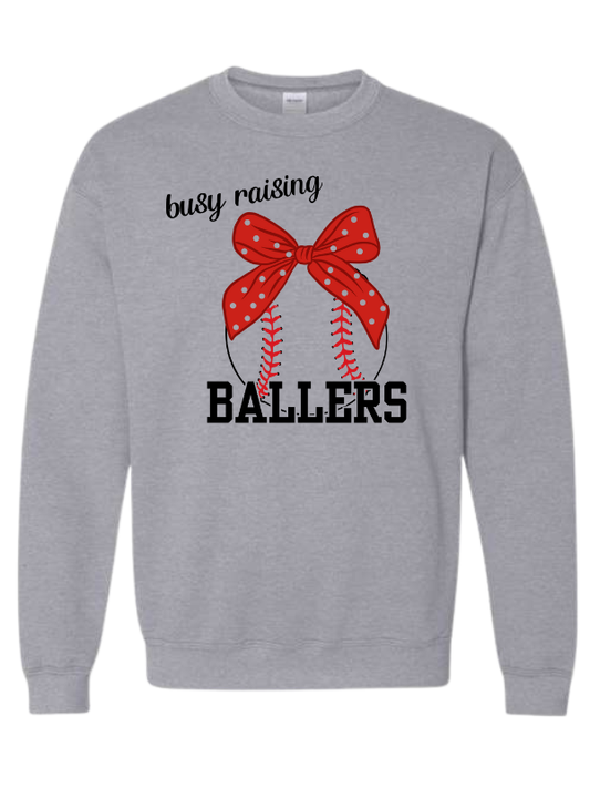 Busy Raising Ballers Baseball Sweatshirt Gildan