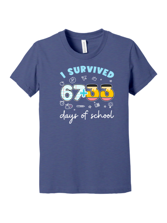 I Survived 67+33 Days of School Youth Shirt Gallery 334
