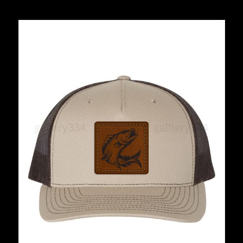 Father's Day Hat Dad Hat Gifts for Dad Leather Patch Hat - Bass Fish Gallery 334