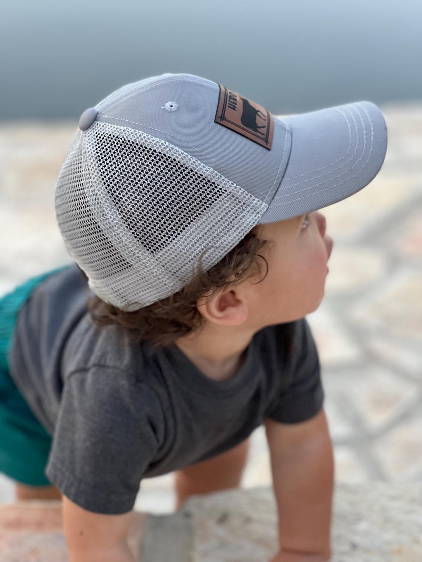Baby Toddler Trucker Hat- Leather Patch with Herd That Cowboy western hat Gallery 334