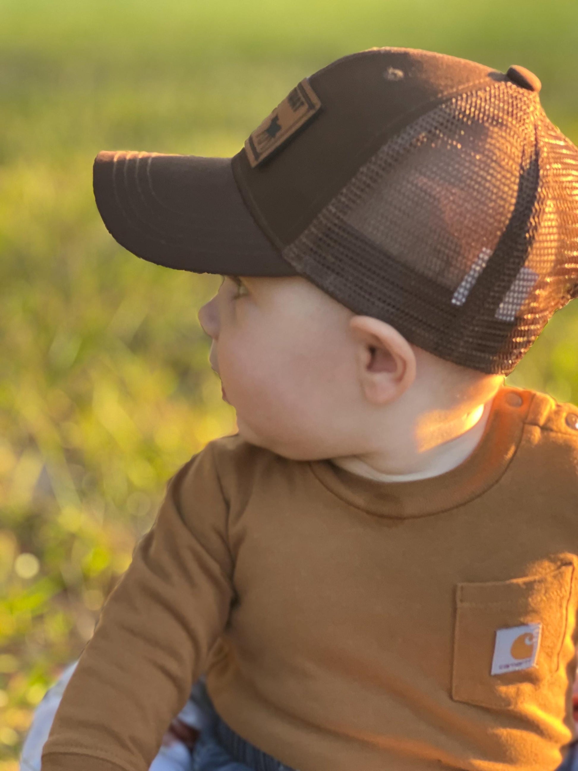 Baby Toddler Trucker Hat- Leather Patch with Herd That Cowboy western hat Gallery 334