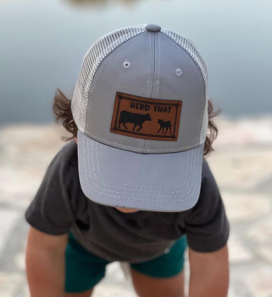 Baby Toddler Trucker Hat- Leather Patch with Herd That Cowboy western hat Gallery 334
