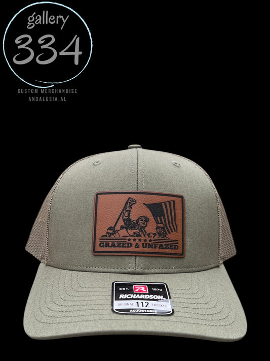 Trump Grazed and Unfazed Leather Patch Richardson 112 Hat Gallery 334