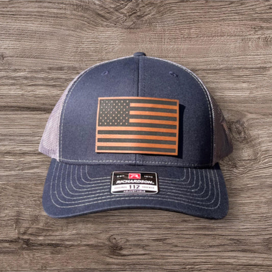 American Flag Leatherette Rawhide Patch Hat Richardson 112 Gallery 334