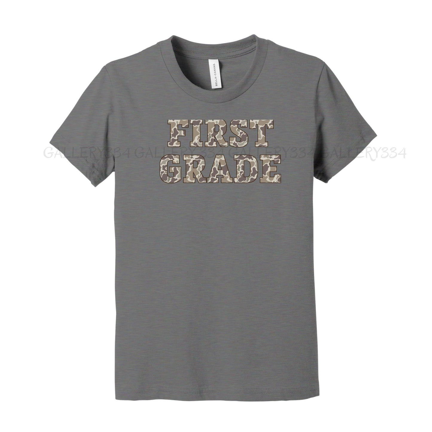 First Grade Old School Camo Youth Shirt Gallery 334