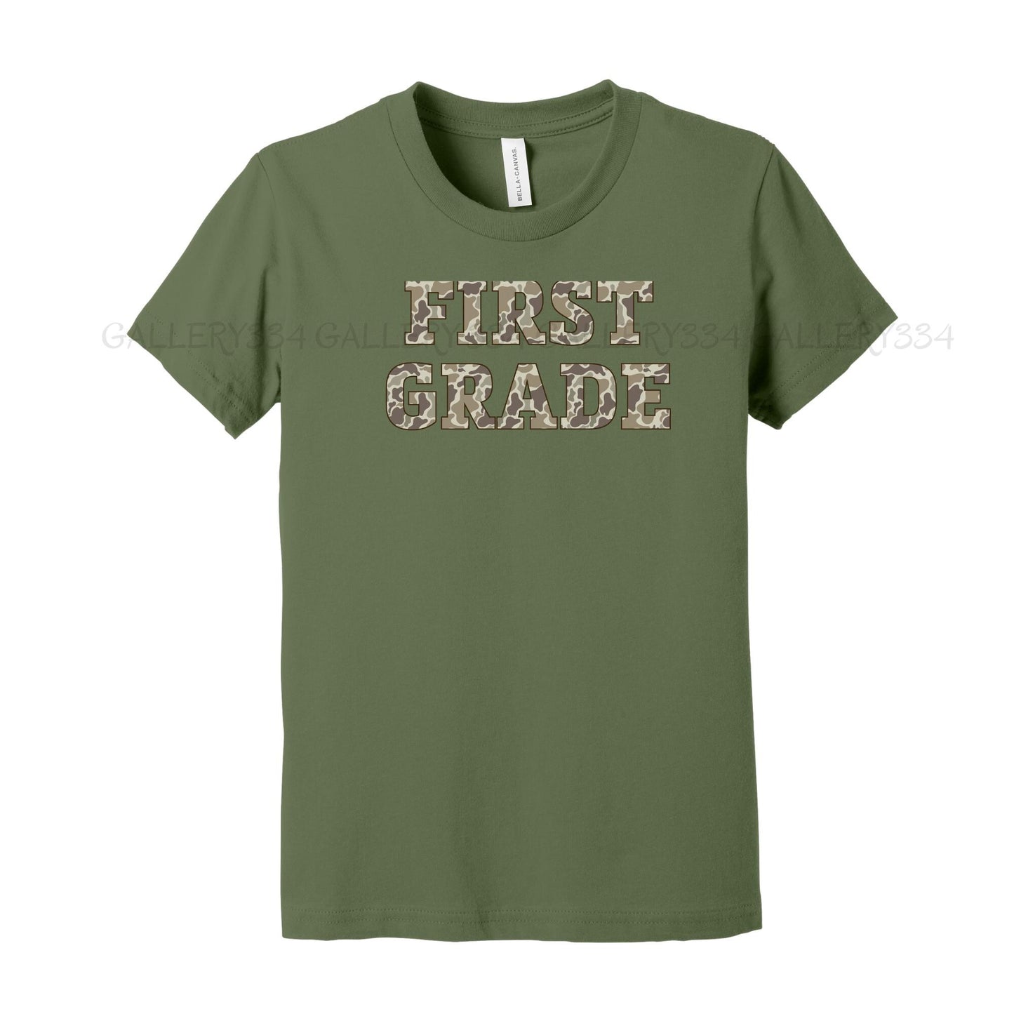 First Grade Old School Camo Youth Shirt Gallery 334