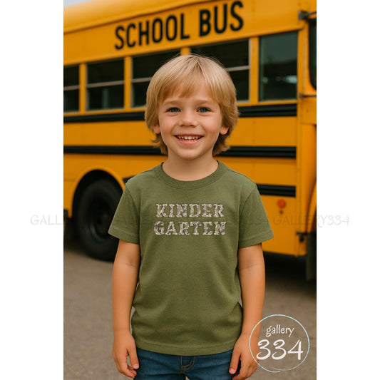Kindergarten Old School Camo Youth Shirt Gallery 334