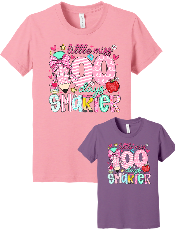 Little Miss 100 Days Smarter Youth Shirt Gallery 334