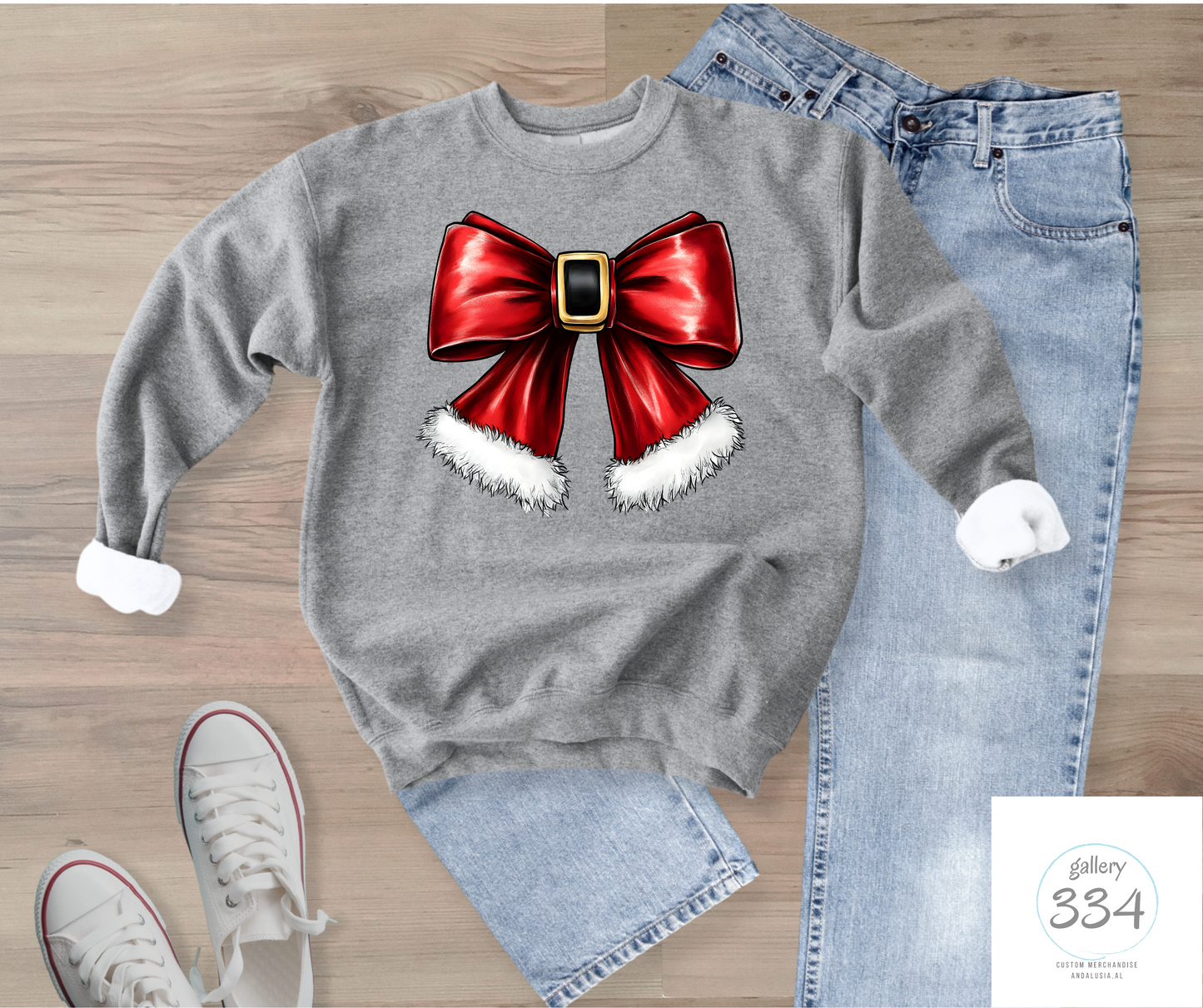 Red Santa Bow Christmas Sweater