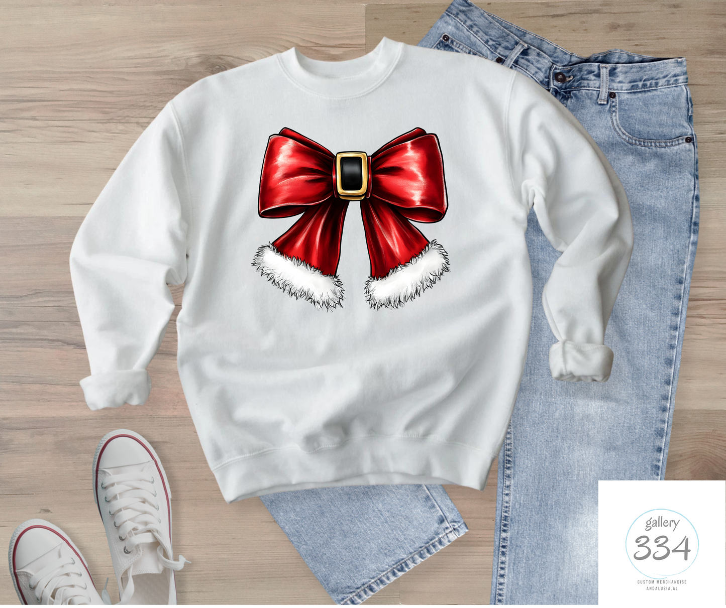 Red Santa Bow Christmas Sweater