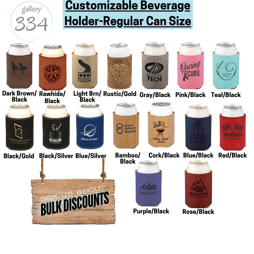 Customized Leatherette Beverage Holders- Regular Can Size