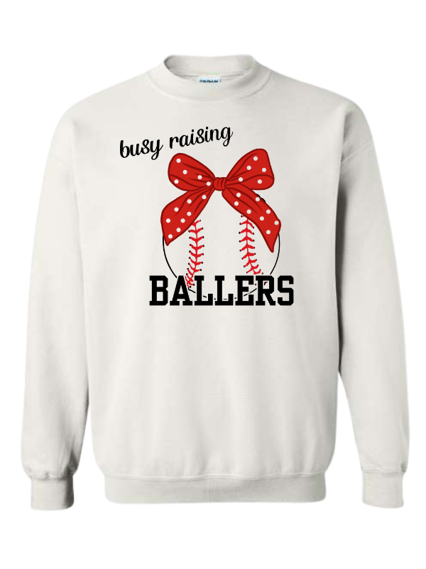 Busy Raising Ballers Baseball Sweatshirt Gildan